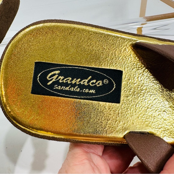 GRANDCO SANDALS GOLD BEJEWELED AQUA AND GOLD BLING WOMENS SIZE 9 GREAT COND - Picture 7 of 8